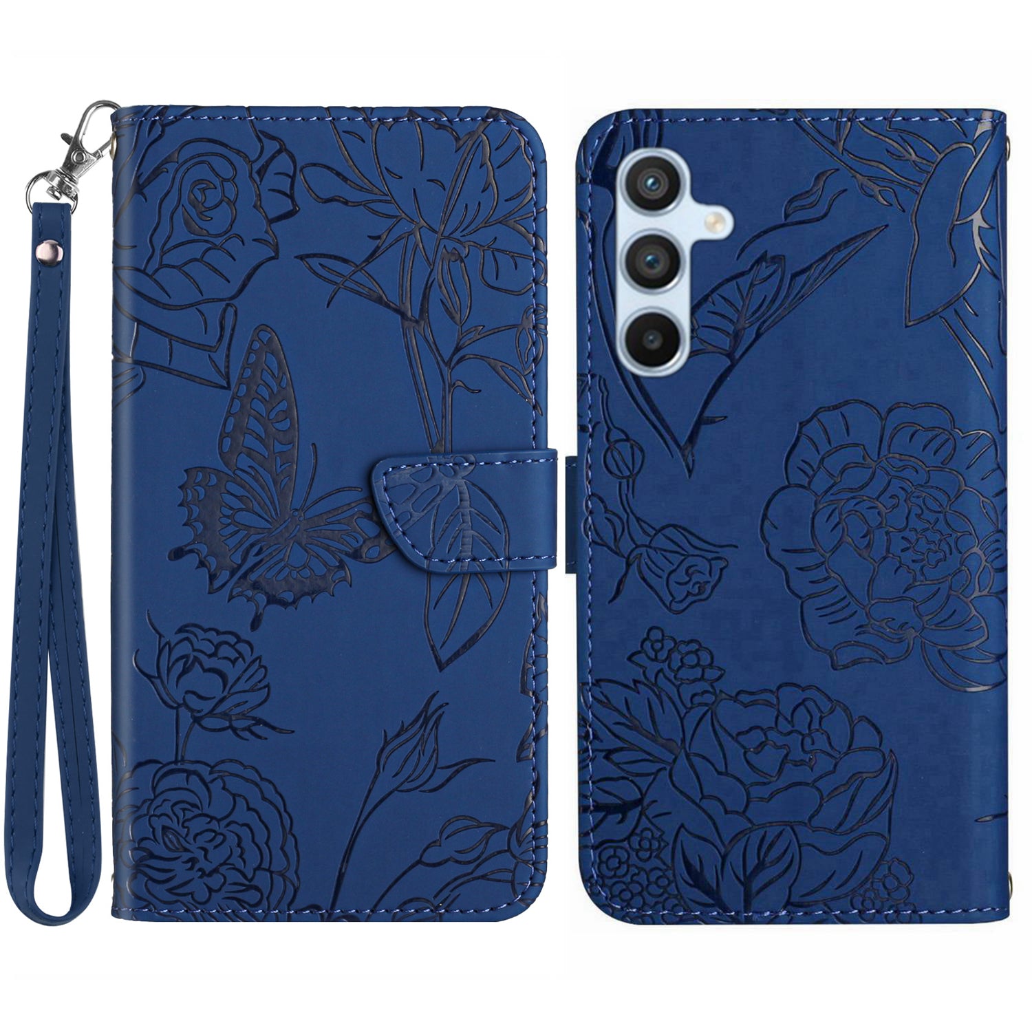 HT03 til Samsung Galaxy A25 5G læder pung etui Stander påtrykte sommerfugle blomster telefoncover med håndstrop HT03 til Samsung Galaxy A25 5G læder pung etui Stander påtrykte sommerfugle blomster telefoncover med håndstrop
